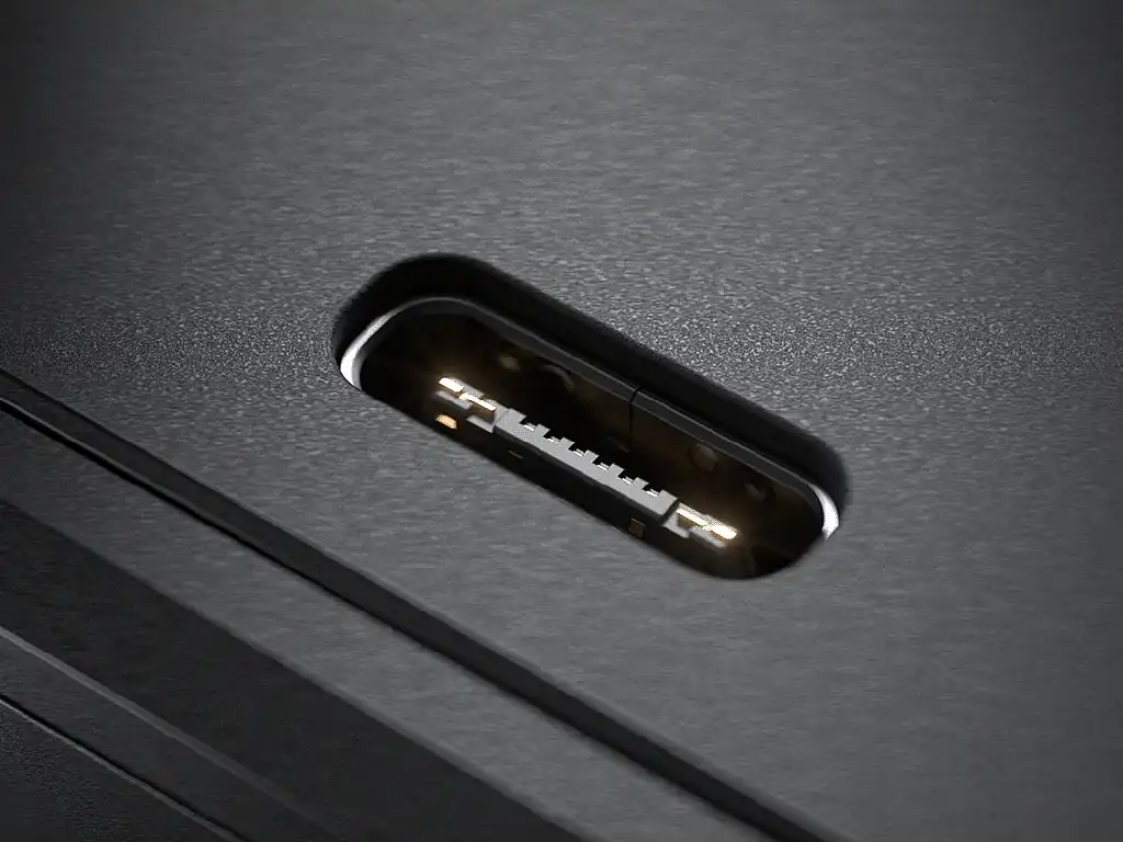 A close-up view of the GAT28 tracker's modern and convenient Type-C charging port.