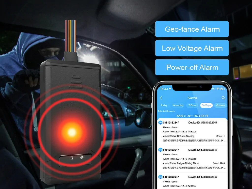 GT04A GPS tracker from great will sending multiple security alerts like geo-fence and power-off to the Galagps app.